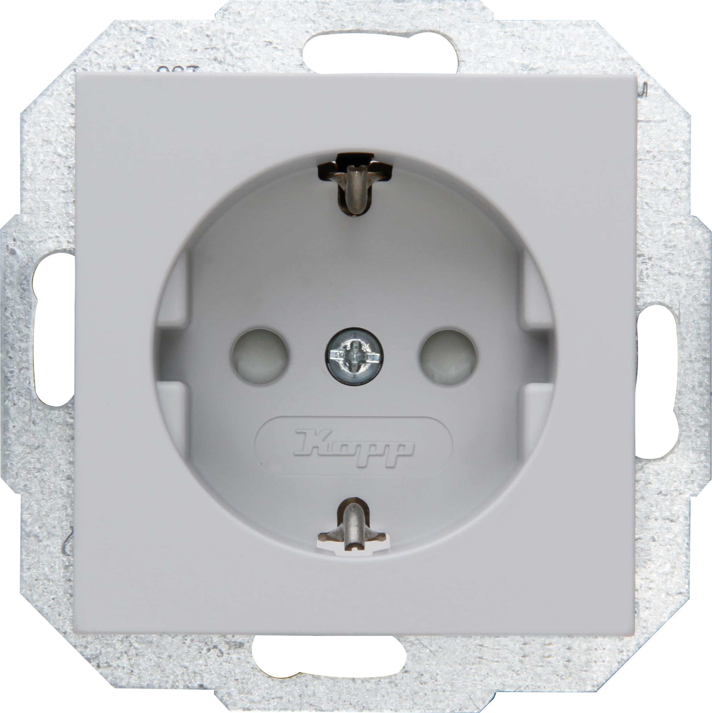 Kopp Athenis 940034086 Protective Contact Socket, 1-Way with Touch Protection, 16 A, 250 V~, IP20, Grey, Matte Surface