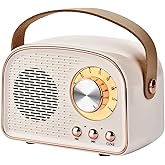 Aresrora Retro Bluetooth Speaker,Wireless Vintage Speaker,Outdoors Wireless Portable Bluetooth Speaker Supports TWS Pairing/U-Disk/TF Card/AUX for Home,Travel,Outdoor (White)