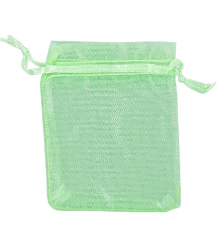 Lot De 100 Sacs En Organza Vert Pour Protéger Fruits Et Légumes - Maille Respirante, Cordon De Serrage, Réutilisables