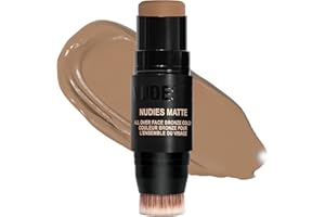 Nudestix Nudies Bronze All Over Matte Bronzing Stick – 3-in-1 Cream Bronzer for Cheeks, Eyes & Lips with Built-In Brush | Natural Contour & Sun-Kissed Glow