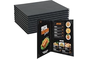 NATGAI Menu Covers 8.5" x 11", 10 Packs PU Leather Menu Holders, Waterproof Double View Restaurant Menu Covers, Fit for Restaurant Bar Cafe Hotel (2 View, 8.5"×11")