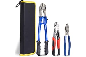 KOTTO Bolt Cutter Pliers Set Industrial Heavy Duty Soft Rubber 14" and Mini 8" High Leverage Cable Cutter with Carrying Case Easily Cut Locks, Barbed Wire, Thick Wire