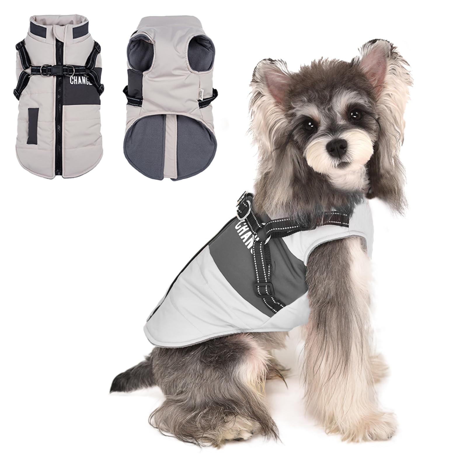 Lairle Dog Coat with Built In Reflective Adjustable Harness 2 in 1- Waterproof Winter Dog Jacket for Small to Large Dogs (8 Colors)