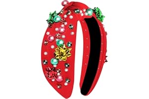 Yoshiky Christmas Headband for Women, Headbands with Christmas Tree Crystal Pearl Snowflake Decorations Holiday Overalls Hairband for Sweaters Outfits Hair Accessories