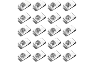 PATIKIL U-Style Clip-On Nut, 20 Pack M6-1 Regular Extruded U-Nut U-Type Fasteners Hardware Nuts 304 Stainless Steel for Automotive Metal Cars Motorcycles, Silver