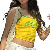 ITHAFE Vintage Graphic Tank top for Women Brazil Shirt Y2k Tops Mexico Crop Jersey 2000s Summer Going Out Tops