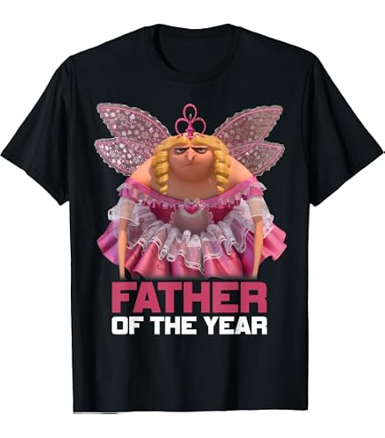 gru dressed as a fairy Men's Despicable Me Father of the Year T-Shirt - Navy Blue Zabbarra Off The Shoulder women's clothing boutiques Color:Jester Red