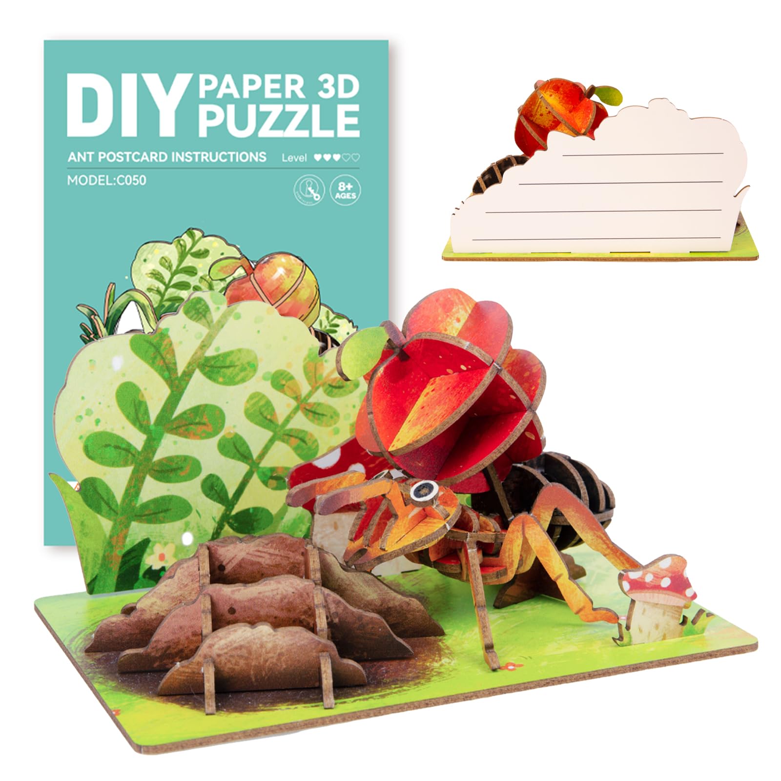 Sadodo 3D Wooden Puzzle DIY Kit, Ant & Apple Crafts Jigsaw Toys Kit,Children's Day Gifts for Girls Boys,3D Educational Creative DIY Toys,Gifts for Kids Christmas