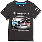 Puma Unisex-Child BMW M Motorsport Graphic T-Shirt, Black Car AH25, Big Kid Small