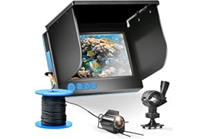 HFWHOK 5inch Portable Fish Finder Camera Underwater Fishing Camera, 220° Wide Angle Infrared Night Vision, Host IP65 Waterproof Ice Fishing Camera for Ice, Lake and Boat (A)