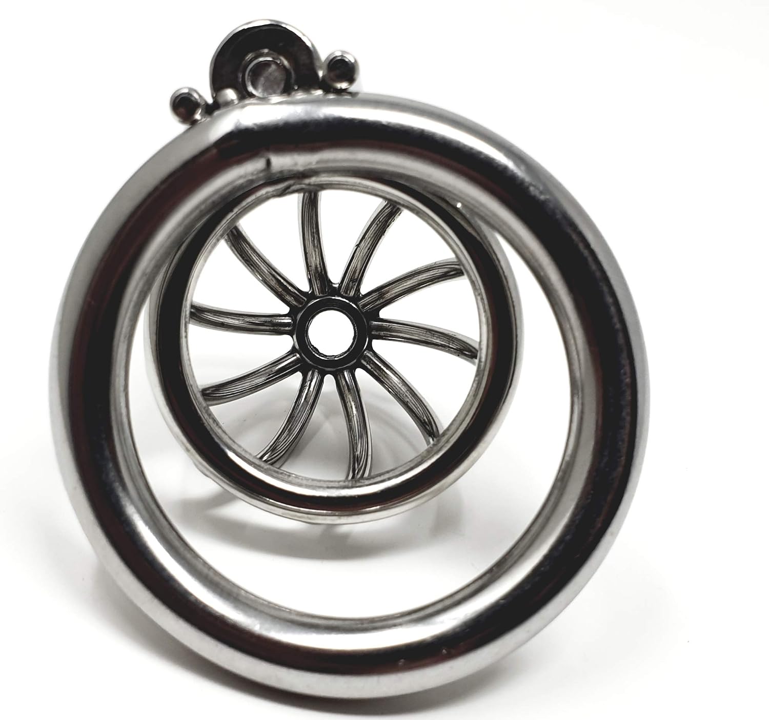 Bondage Masters Chastity Cage Ultra Short Male Chastity Device, Nano Cage, Silver - Image 4