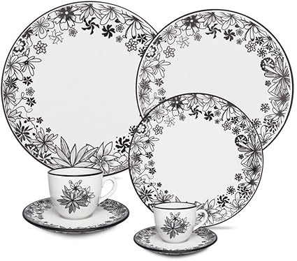 Oxford Dark Forest 20 Piece Porcelain Dinnerware Set, White
