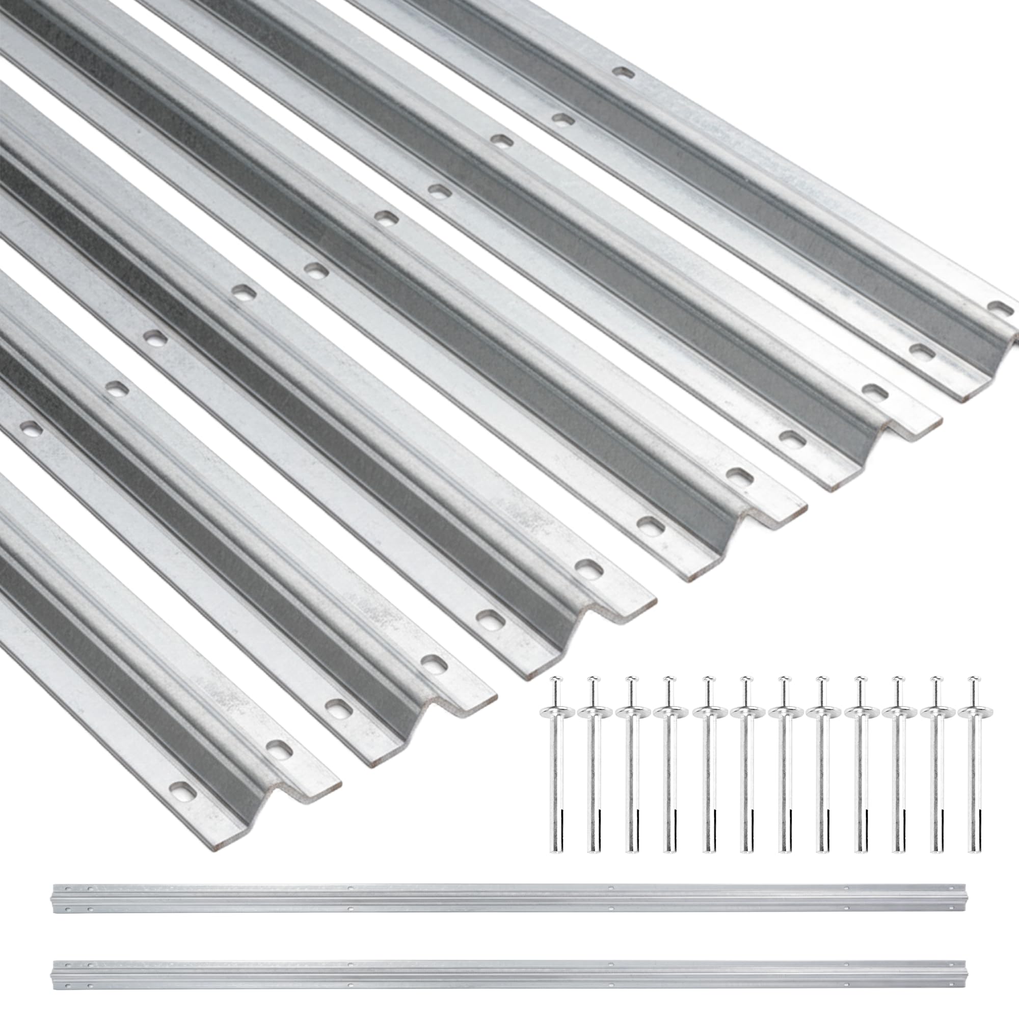 Photo 1 of 48 Ft V-Track Galvanized Inverted V Track with Hammer Drive in Anchors for Sliding Rolling Chain Rack Driveway Gate, Heavy Duty Sliding Driveway Gate Track