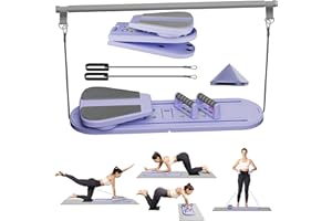 RIRMJOR Upgraded Pilates Reformer Machine - 6-in-1 Fitness Board & Pilates Equipment Set with Ab Workout Equipment, Multifunctional Push-Up Board, Resistance Bands, Balance Board & Timer for Full Body Workout