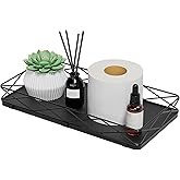 Lixple Toilet Paper Basket Holder, 13" Bathroom Tray Countertop, Wood and Metal Toilet Tank Tray Bathroom Vanity Organizer for Toiletry, Kitchen Sink Organizer for Soap Dispenser (Black)