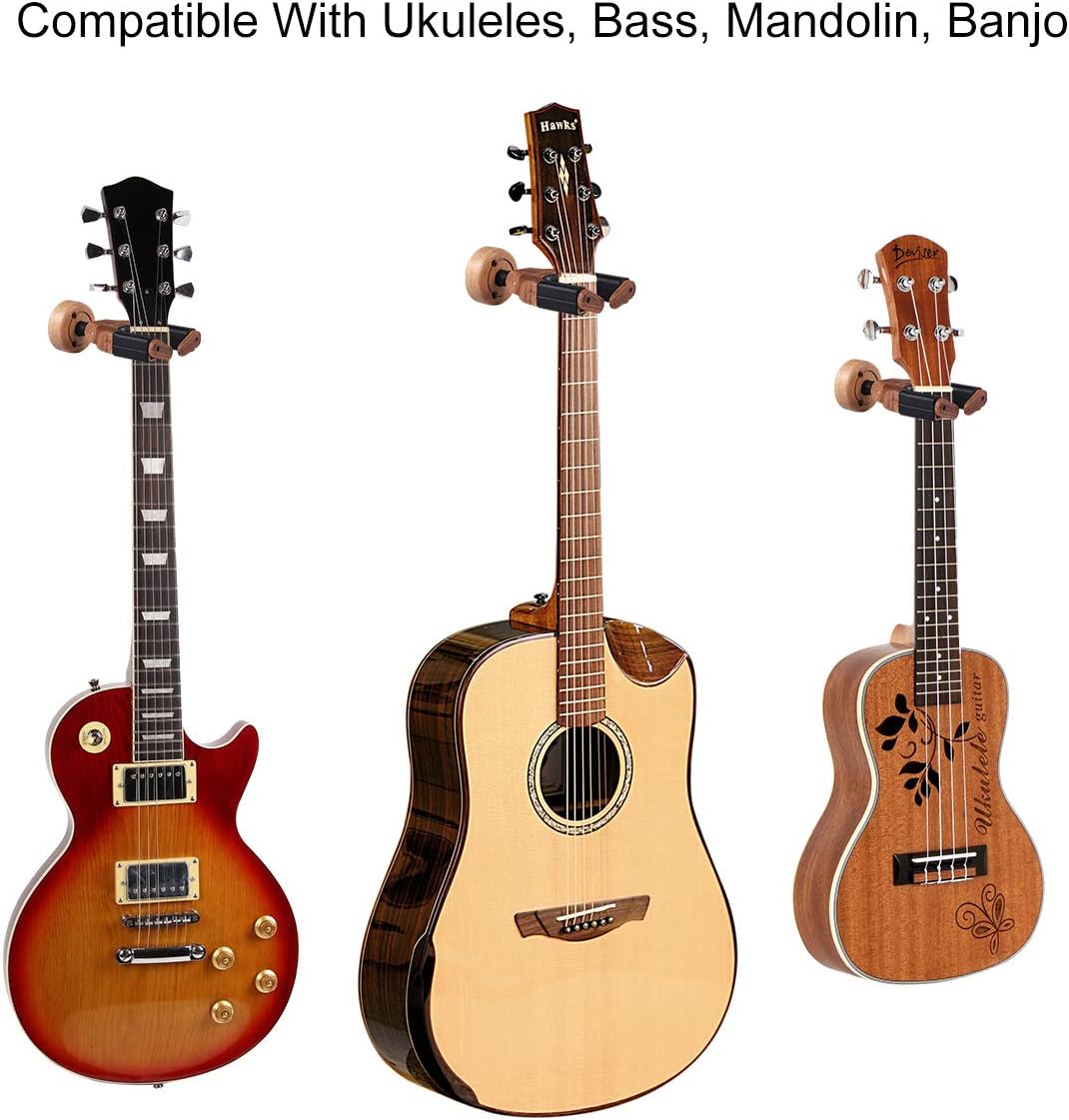 soporte de pared para guitarra eléctrica bajo soporte de madera dura  natural Soporte de pared para guitarra acústica compatible con ukelelen  banjo mandolina Soportes Instrumentos musicales futakuchi-hakata.com