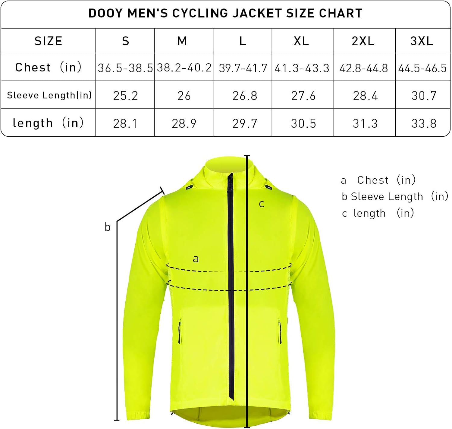 Dooy Men's Cycling Jacket Windproof Bike Jacket with Detachable Sleeves Running Vest Lightweight Windbreaker High Visibility : Clothing