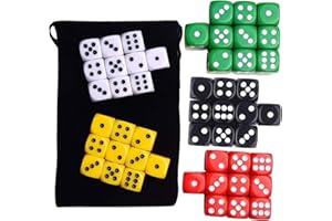 50 Pieces 0.63In 16mm Acrylic Dices Set 6 Sided Sculpture Digital Polyhedral for Club/Party/Family Game Props Digital Dice Ki