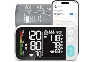 Checkme Blutooth Blood Pressure Monitors for Home Use, Blood Pressure Machine with Dual-Display, Extra-Large Adult Cuff, 500 Readings, Voice Broadcast - Automatic BP Monitor with Bluetooth