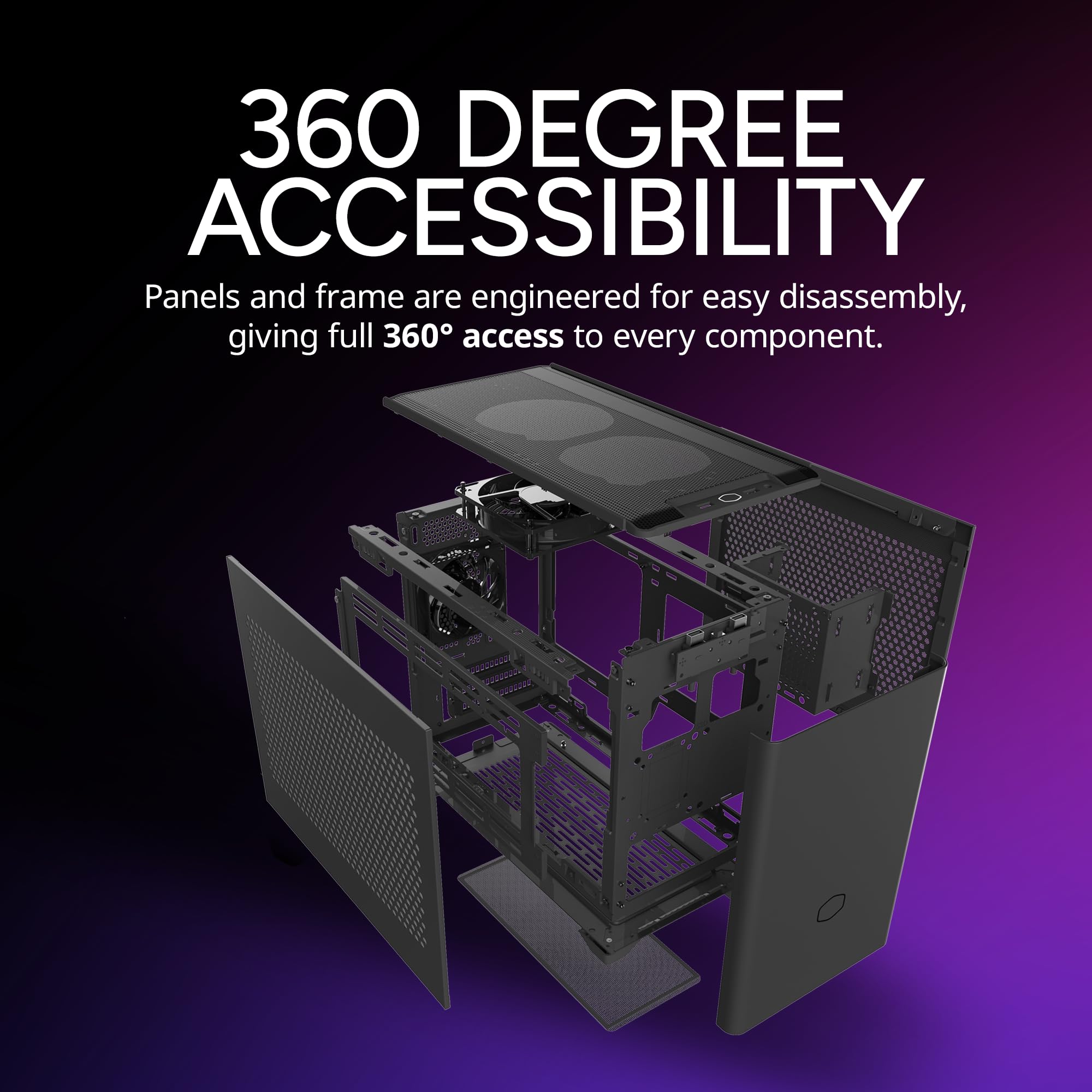 Cooler Master NR200 Mini-ITX PC Case, 330mm Horizontal Triple-Slot Mount GPU, 240mm|280mm AIO, SFX PSU 130mm, Compatible RX 7900 XTX|4080 Super, Vented Panels, DIY