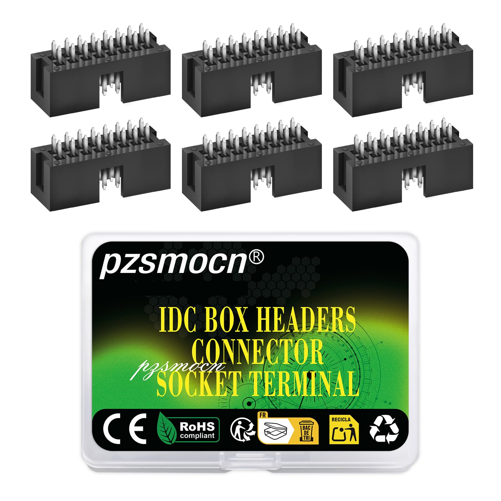 Pzsmocn 20 Pieces IDC 2 * 8 Double Row 2.54 mm Pitch JTAG ISP 16-Pin Straight Pin in-line Box Header Connector Adapter Cable Male Socket Terminal for PCB Electronic Equipment Projects.
