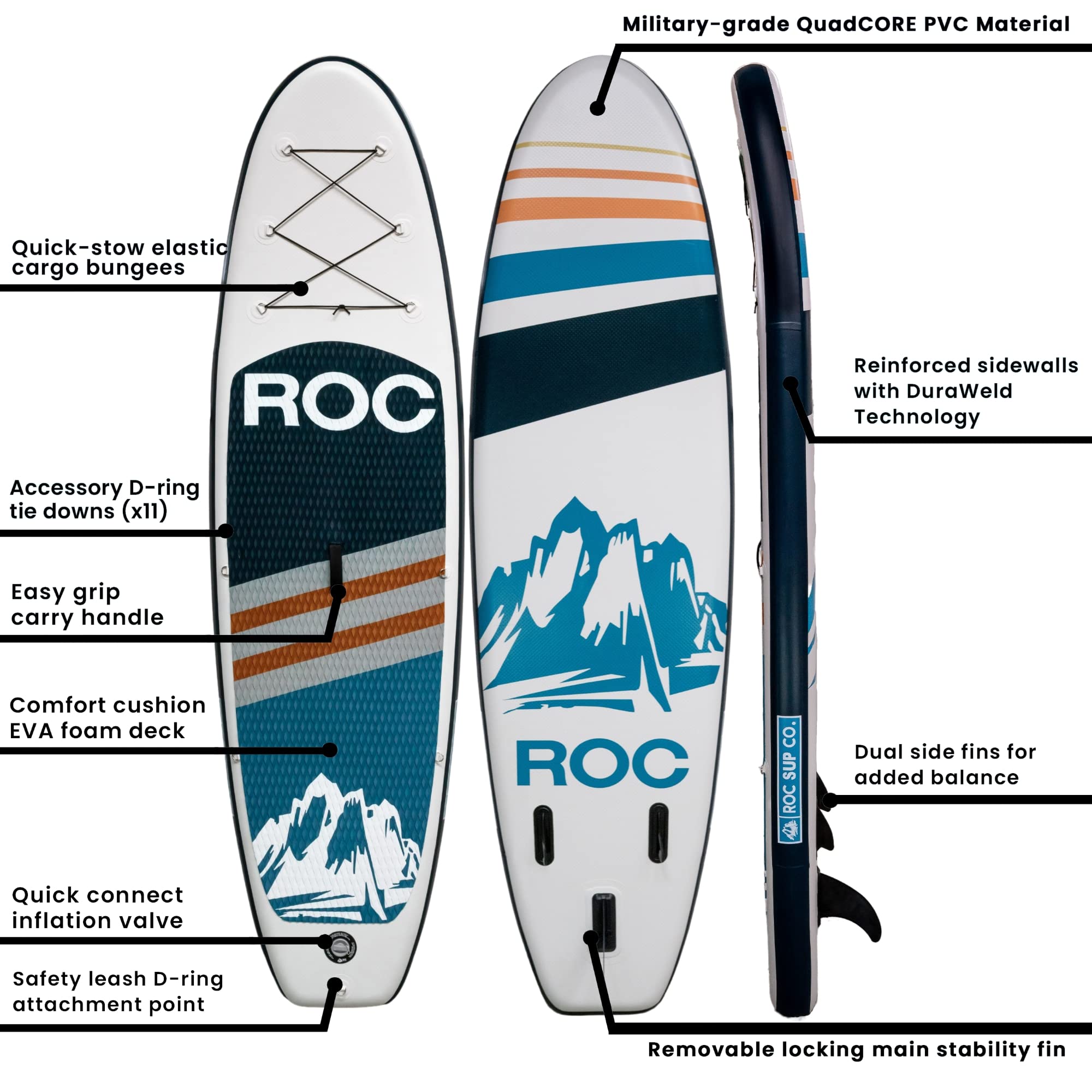 Roc Inflatable Stand Up Paddle Boards with Premium SUP Paddle Board