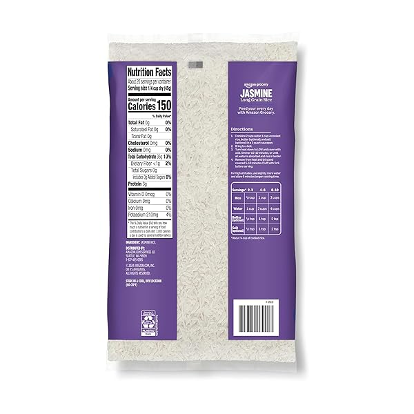 AMAZON GROCERY, JASMINE LONG GRAIN RICE, 2 LB (PREVIOUSLY AMAZON FRESH, PACKAGING MAY VARY)