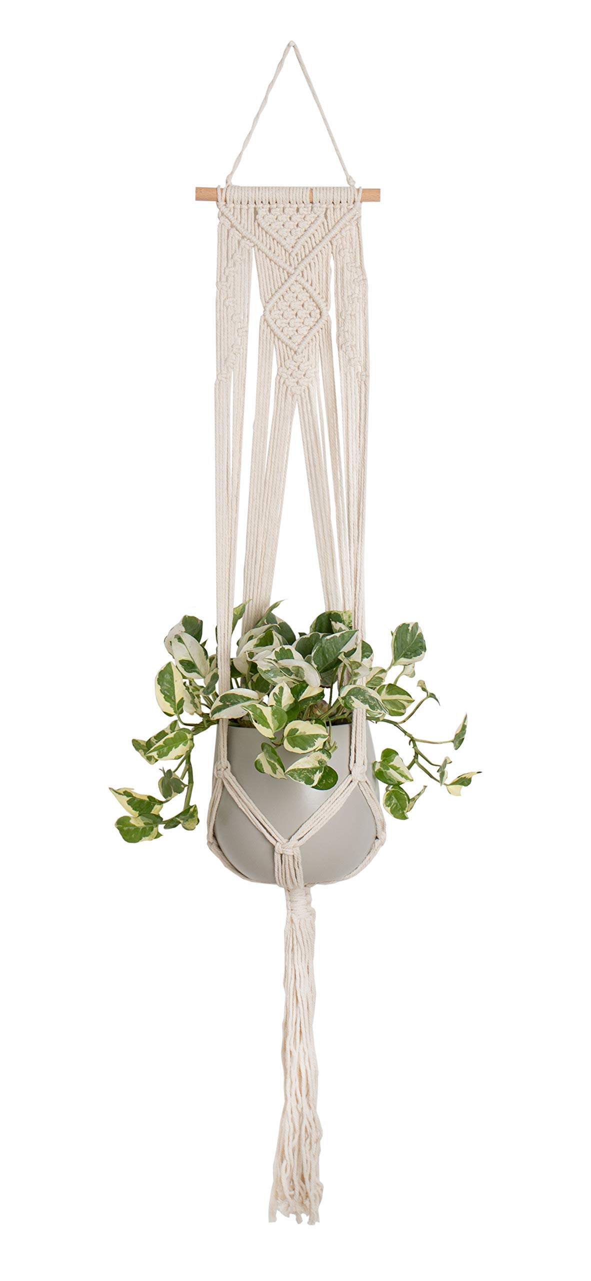 Artevasi Macrame Plant Hangers, Indoor and Outdoor Wall Hanging Planters, Handmade Cotton Rope, Flower Pots Holder Stand (43 inch, White)
