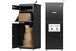 KARINI Package Delivery Boxes for Outside 44.5" H Large Parcel Drop Box with Mailbox Anti-Theft and Waterproof Outdoor Deliveries Box for Yard Garden Patio Home Porch Curbside