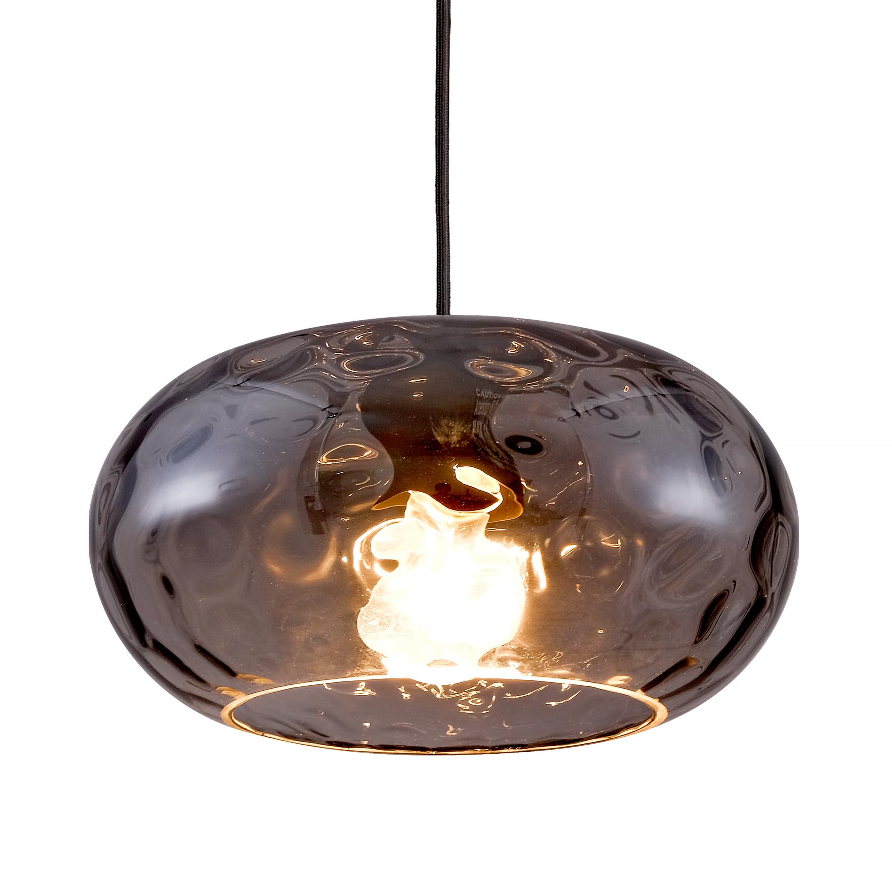 Photo 1 of Wrlmfy Smoked Grey Glass Pendant Lighting, 11" Hammered Lampshade Hanging Lamp, 1-Light Matte Black Chandelier for Dining Living Room Kitchen Island