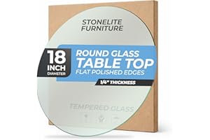 18" inch Round Tempered Glass Table Top - 1/4 inch Thickness & Flat Polished Edge - Clear Surface & Scratch Resistant - Ideal