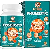 Probiotics for Women & Men - 300 Billion CFU, 24 Strains Probiotic + 15 Organic Herbs Prebiotics Blend, for Overall Digestive Gut Health, Immune, Constipation & Bloating, Shelf Stable - 2 Month Supply