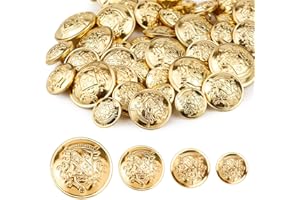 UPIQNG 40Pcs Metal Buttons Gold Sewing Button Set Round Vintage Brass Clothes Buttons DIY Accessories for Uniform Blazer Jack