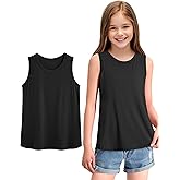 KEREDA Girls Tank Tops Flowy Loose Fit Sleeveless Shirts Basic Casual Summer Tunic Tops