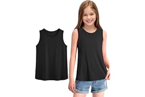 KEREDA Girls Tank Tops Flowy Loose Fit Sleeveless Shirts Basic Casual Summer Tunic Tops