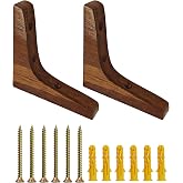 bociloy 2Pcs 3.7"&times;3.7" Wooden Triangle Shelf Brackets, Decorative Solid Wood Wall Mount Corner Brace Supports, Wooden L Shape Corbels for Kitchen Cabinets, Bookshelves, Countertops, Dark Brown