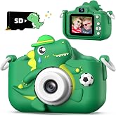 Dinosaur Kids Camera for Boys Girls, Toddler Digital Selfie Camera with Cute Protective Cover and SD Card, Christmas Birthday Gifts Toys for 3 4 5 6 7 8 9 10 11 12 Years Old Little Girls and Boys