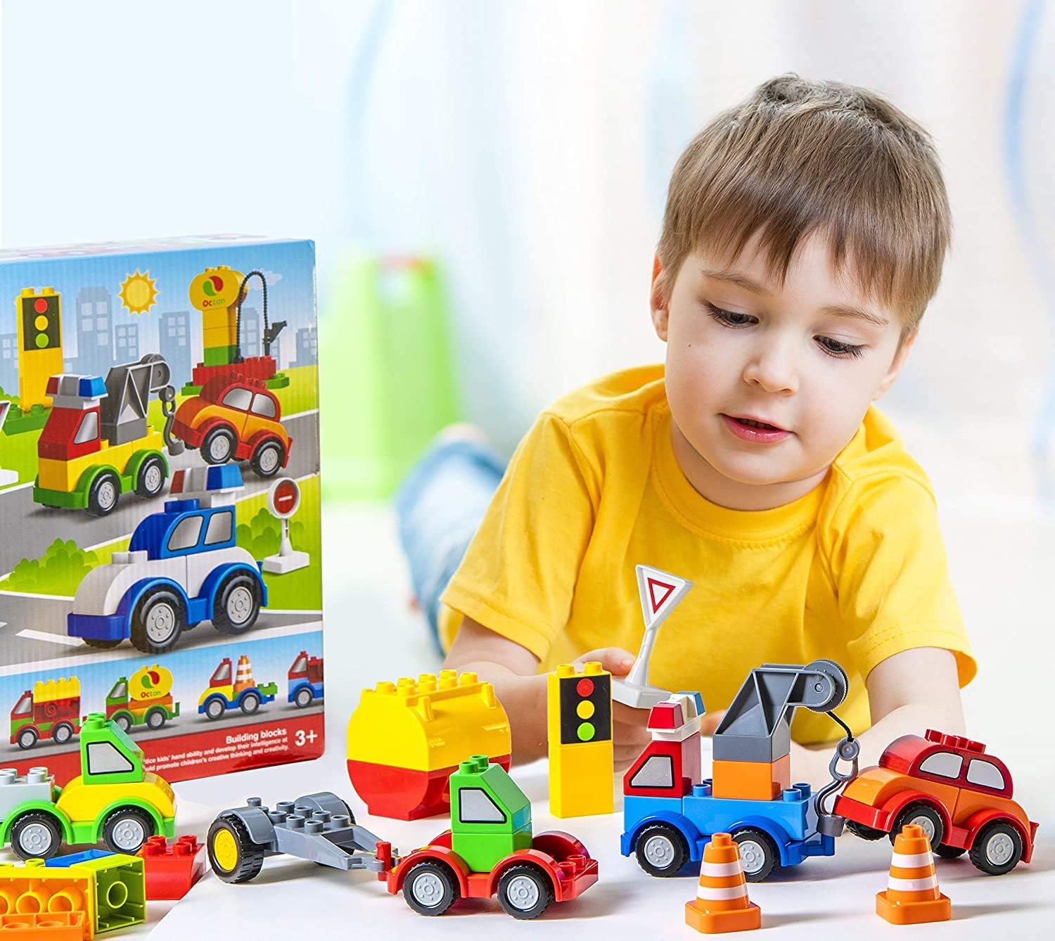 Prextex 60 Pieces Build Your Own Toy Cars Set Building Blocks Building ...