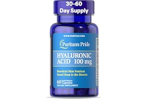 PURITAN'S PRIDE Puritans Pride Hyaluronic Acid 100mg, Dietary Supplement for Skin Hydration, 60 Rapid Release Capsules
