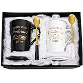 Maustic Godparents Proposal Gift, Godmother Godfather Proposal Gift, Quieres Ser Mi Madrina Padrino Est 2026 Mugs Set, Quieren Ser Mis Padrinos De Bautizo, Padrino Madrina Gifts, 14 Oz Black & White