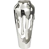 Deco 79 Aluminum Metal Abstract Vase, Vase 8" x 8" x 19", Silver | Decorative Abstract Drip Centerpiece Vase With Melting Designed Body Vase