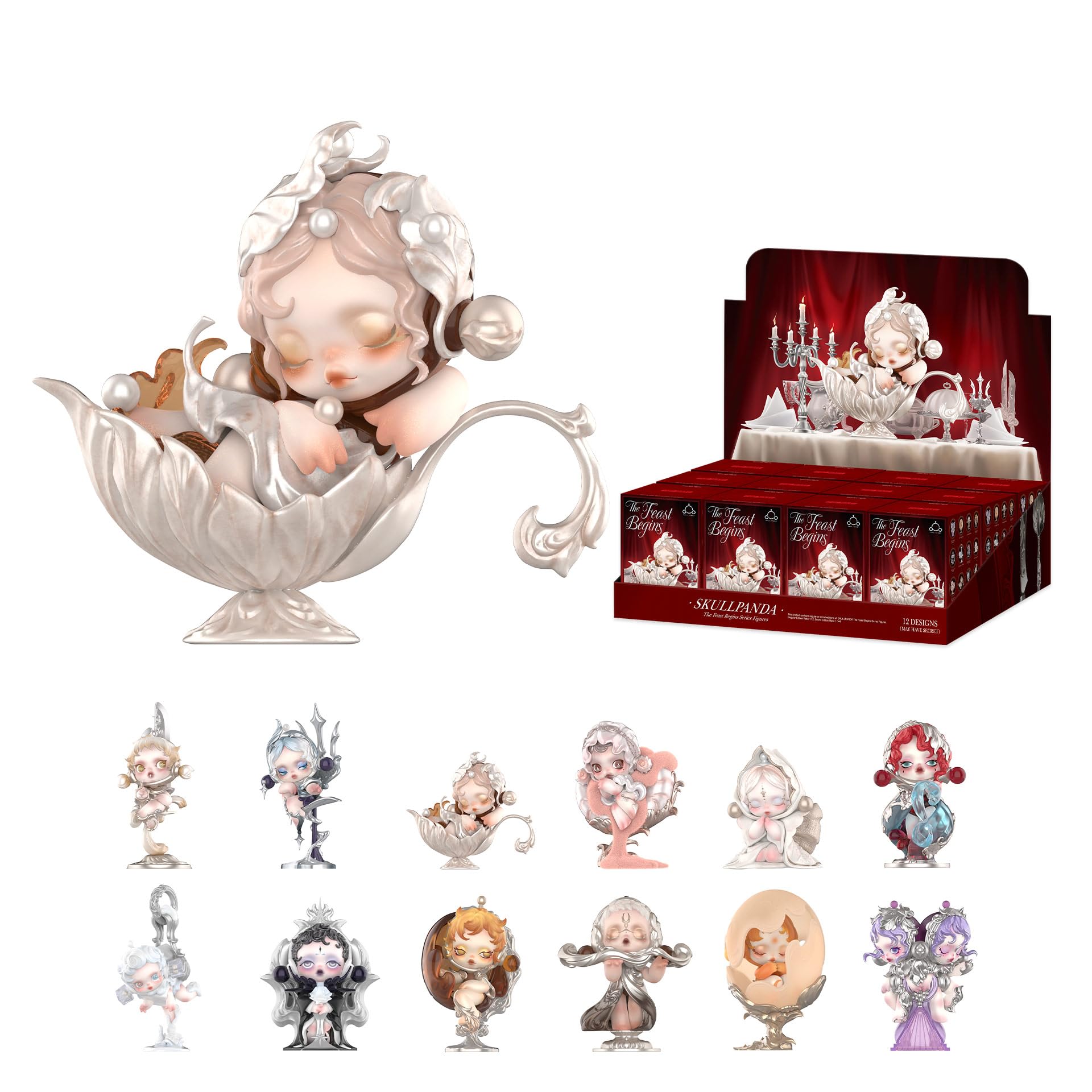 POP MART SKULLPANDA The Feast Begins Series Blind Box Figures, Collectible Toys Home Decorations, Holiday Birthday Gifts for Girls and Boys, Whole Set