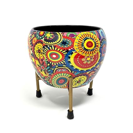 Samaaya ? Designer Indoor Plant Pots with Stand - Decorative Pots for Indoor Plants Rust Free Metal Plant Pots for Living Room, Balcony and Garden