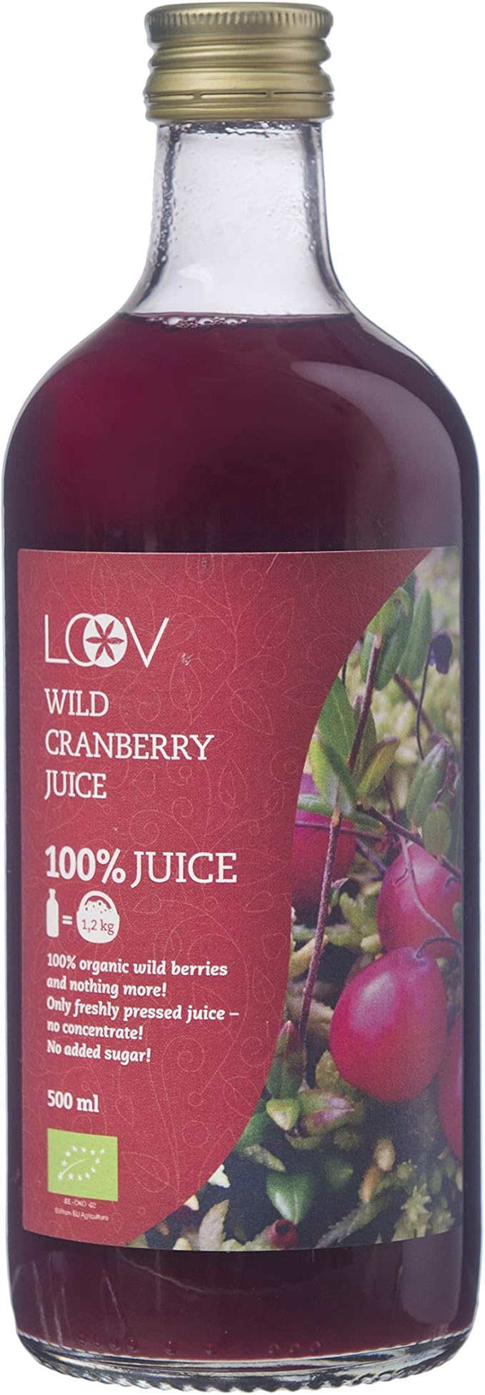 Wild Cranberry Juice, Organic, 500 ml, 100 from Directly Pressed