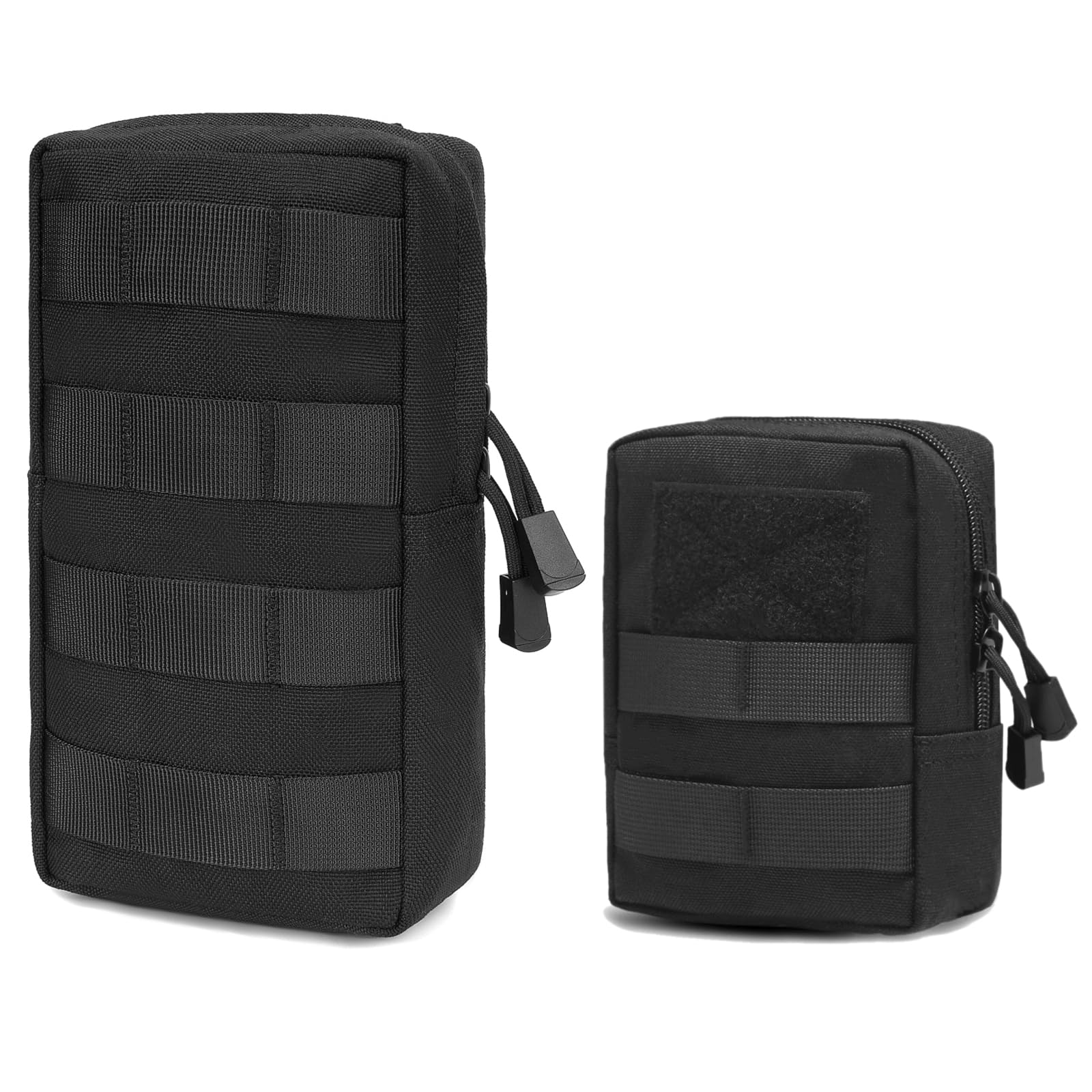 TRIWONDER Molle Pouches 2 Pcs Tactical EDC Gadgets Bag Utility Belt Pouch Molle Accessories Military Tool Bag (D# Black)