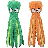 CPYOSN 2 Pack Octopus Dog Toys, No Stuffing Squeaky Crinkle Plush Chew Toys | Mess-Free Design, Interactive Squeaker &amp; Crinkle Sounds, Machine Washable, 12.6 Inch for All Breeds