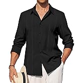 Alimens & Gentle Mens Cuban Guayabera Shirt Button Down Long Sleeve Summer Beach