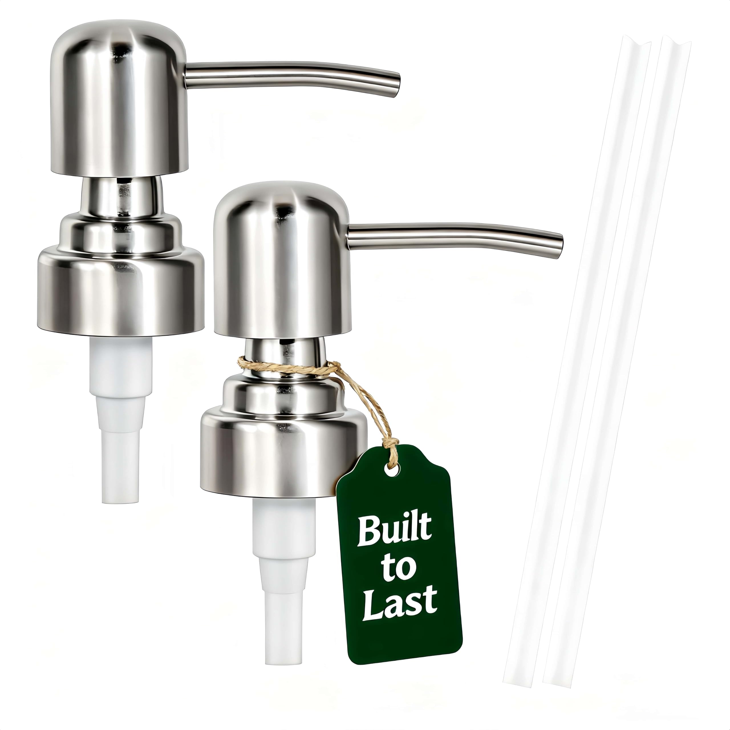 Photo 1 of Tuipmui Soap Dispenser Pump Replacement, Kitchen and Bathroom Soap Pump Replacement, Reusable 304 Stainless Steel Hand Soap Pump, Shampoo and hand soap pump, Standard Diameter 28/400 Neck Size (2 PCS)