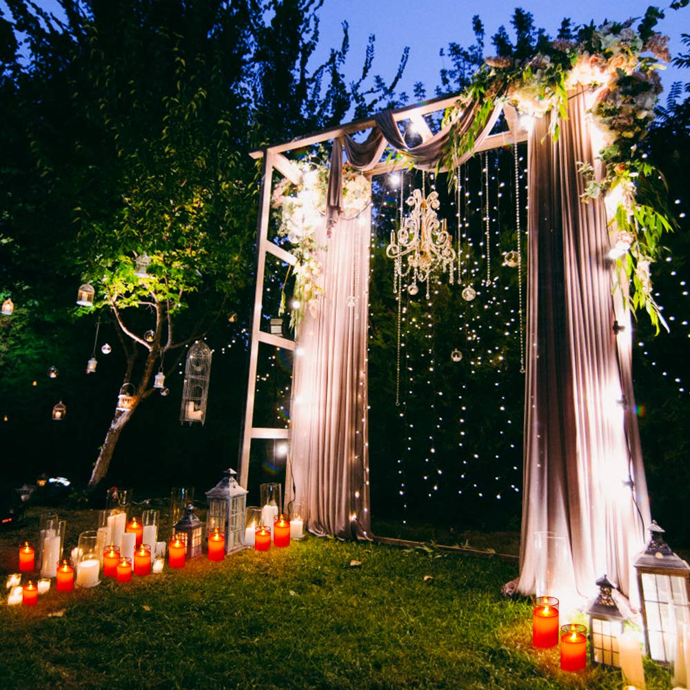 Flickering Flameless Candles with Glass Holder, Set of 3(H4\