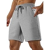 JMIERR Mens Sweat Shorts Casual Stretch Elastic Waist Waffle Workout Gym Short 7 inch Inseam Running Short with Pocket